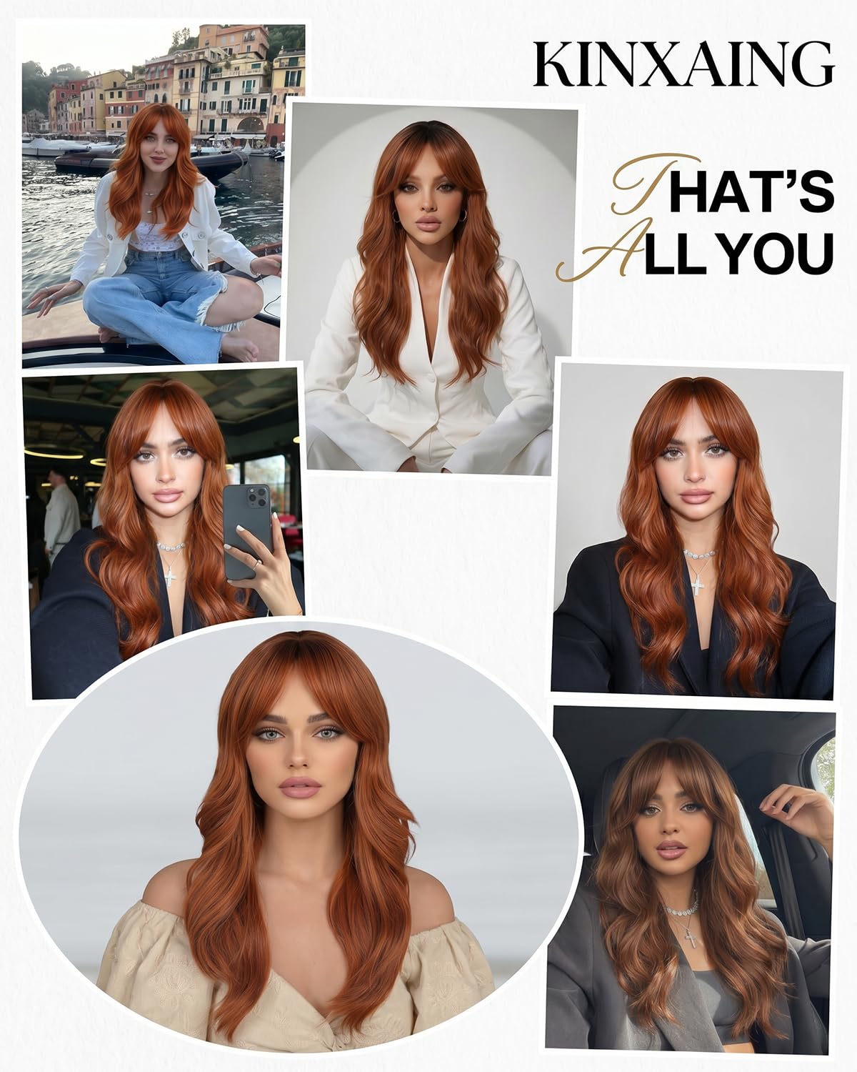 Ombre Pink Wavy Wig with Curtain Bangs 26 Inch – Long Layered Synthetic Hair Wig for Women, Natural Looking Dark Root Heat Resistant Wig, Soft Thick Full Wig for Daily Wear Party Cosplay
