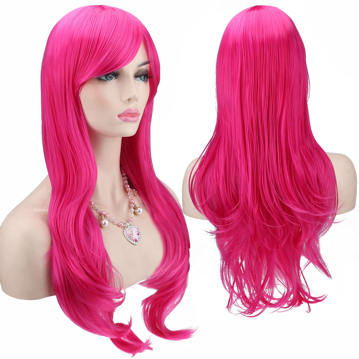 Akstore 28 inch Fashion Wigs Long Wavy Curly Hair Cosplay Wig & Wig Cap (Black)