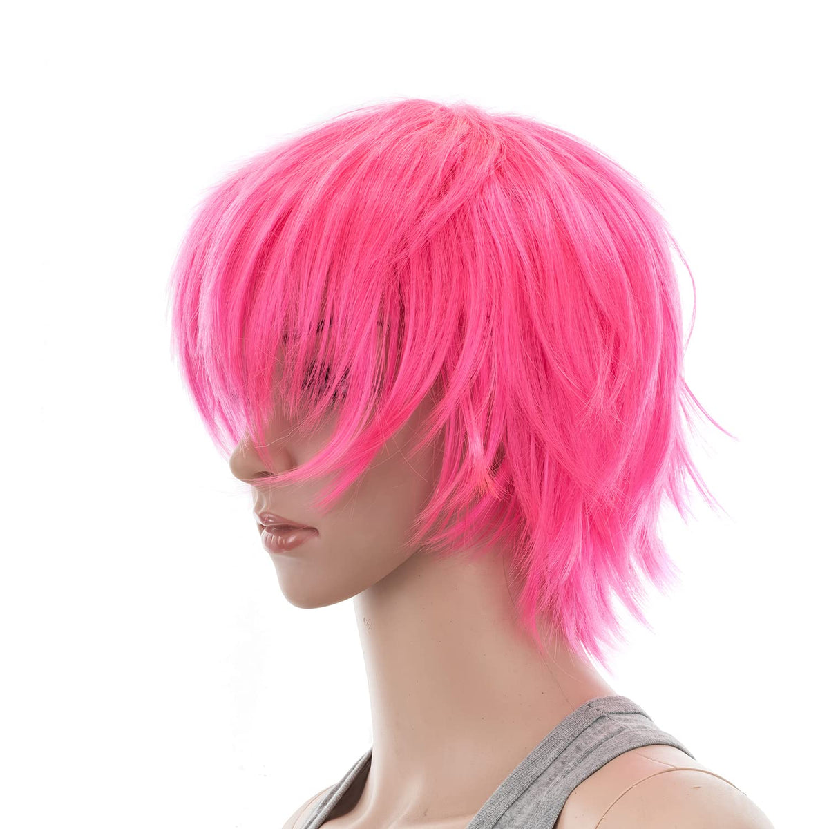 SWACC Unisex Fashion Spiky Layered Short Anime Cosplay Wig for Men and Women (1B-Off Black)
