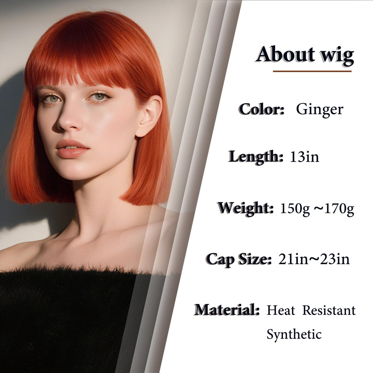 Black Bob Wig with Bangs Short Black Straight Wig for Women