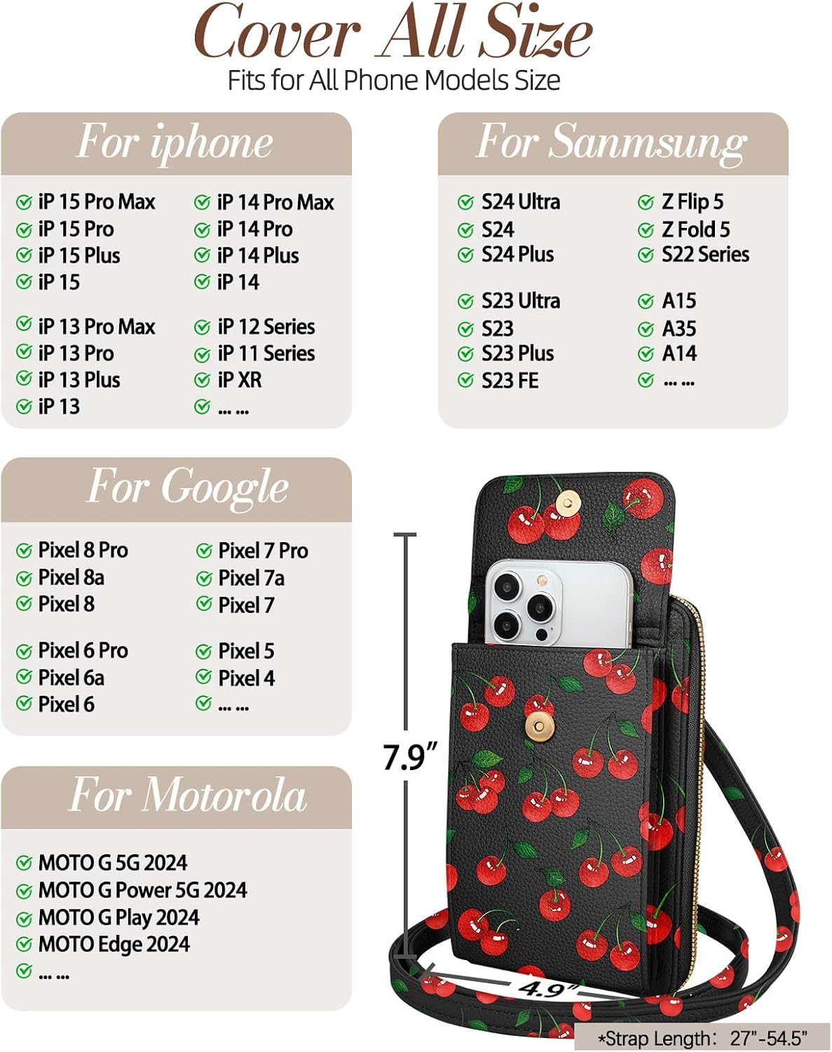 Miss Adola Leather Cell Phone Purse Crossbody Bag for Women