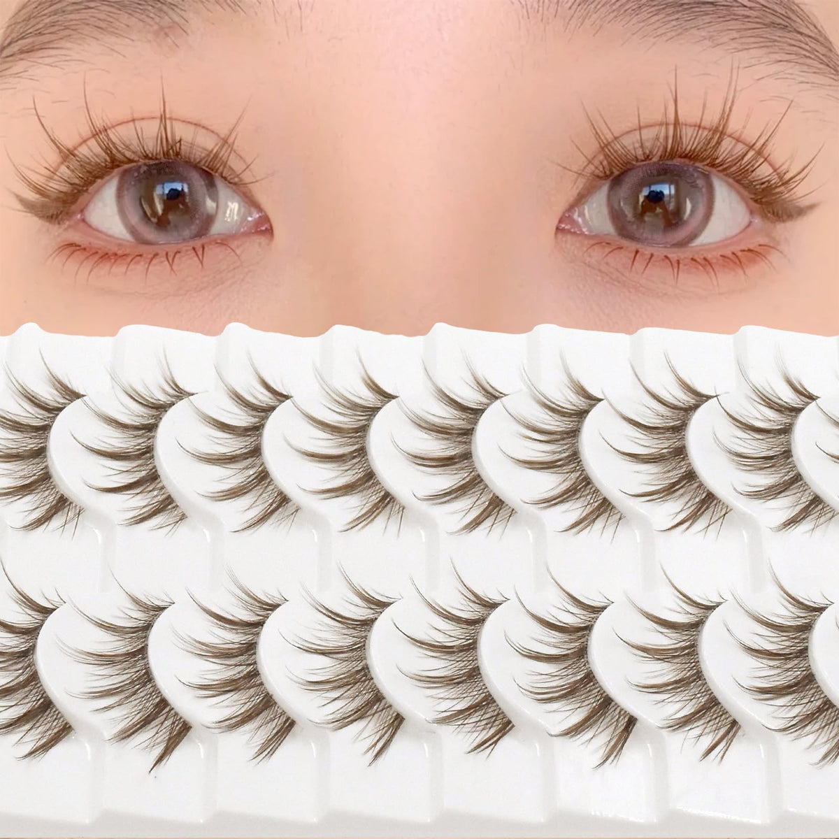 10 Pairs Manga Lashes Anime Cosplay Lashes Spiky Manga Style Lashes Janpanese 16mm Extension Natural Manhua Doll Eye Lashes Halloween/Party Makeup Look by AUGENLI (A3)