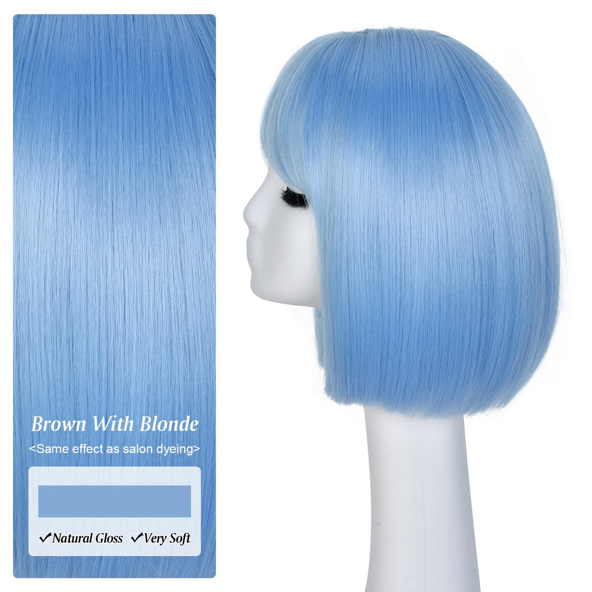 Hightlight Brown Bob Wig With Bangs Short Bob Wigs for Women Girl