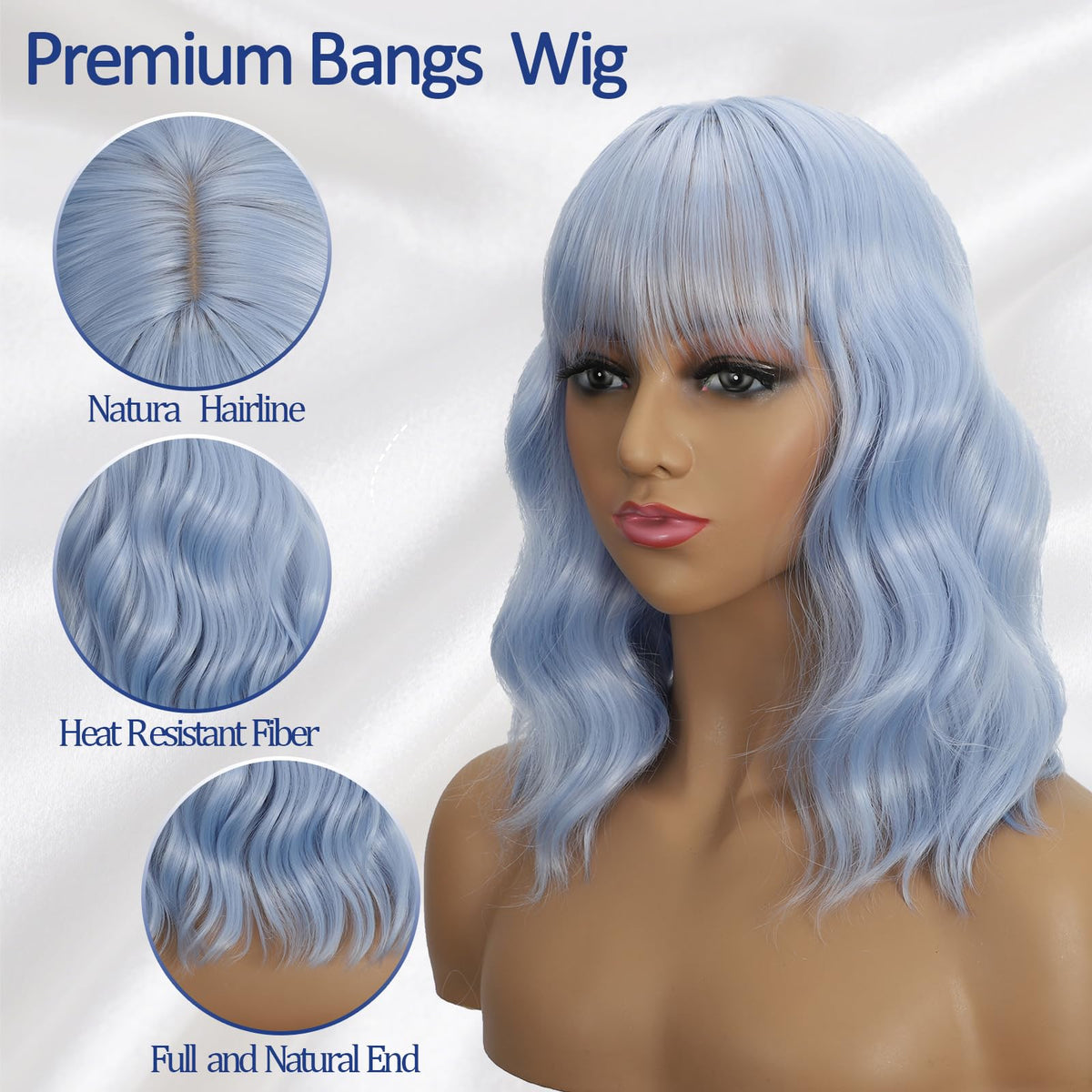 Dark Purple Wigs with Bangs for Women 14 Inch Short Wavy Bob Wigs Synthetic Bob Wig Curly Wig Heat Resistant Colorful Wavy Wig Cosplay Wigs For Daily Party Halloween