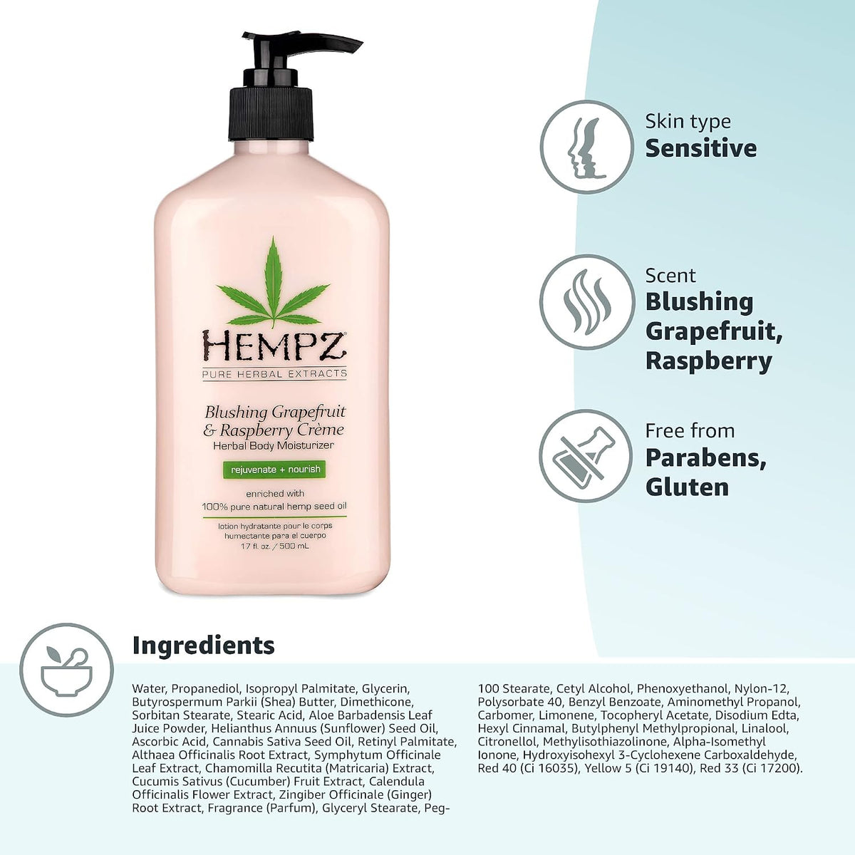 Hempz Dark Red Cherries Moisturizing Body Lotion - 17 Fl Oz