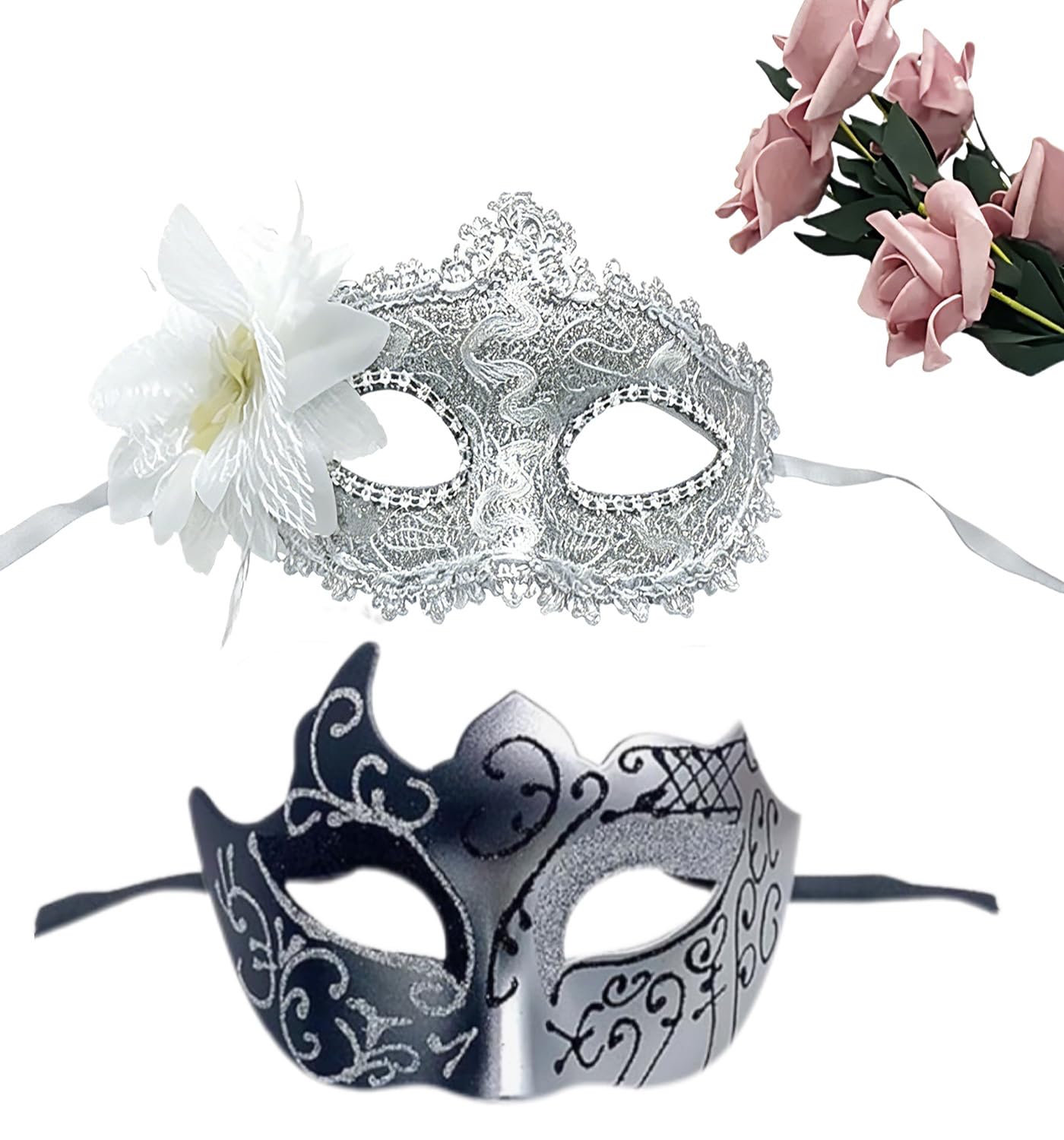 Masquerade Mask for Couples, Venetian Lace Masks for Women Men, Costume Mask for Party, Carnival