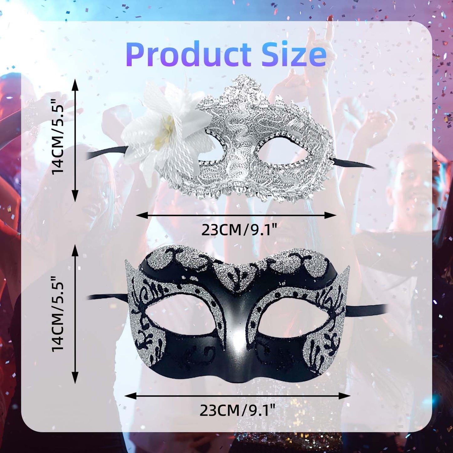 Masquerade Mask for Couples, Venetian Lace Masks for Women Men, Costume Mask for Party, Carnival