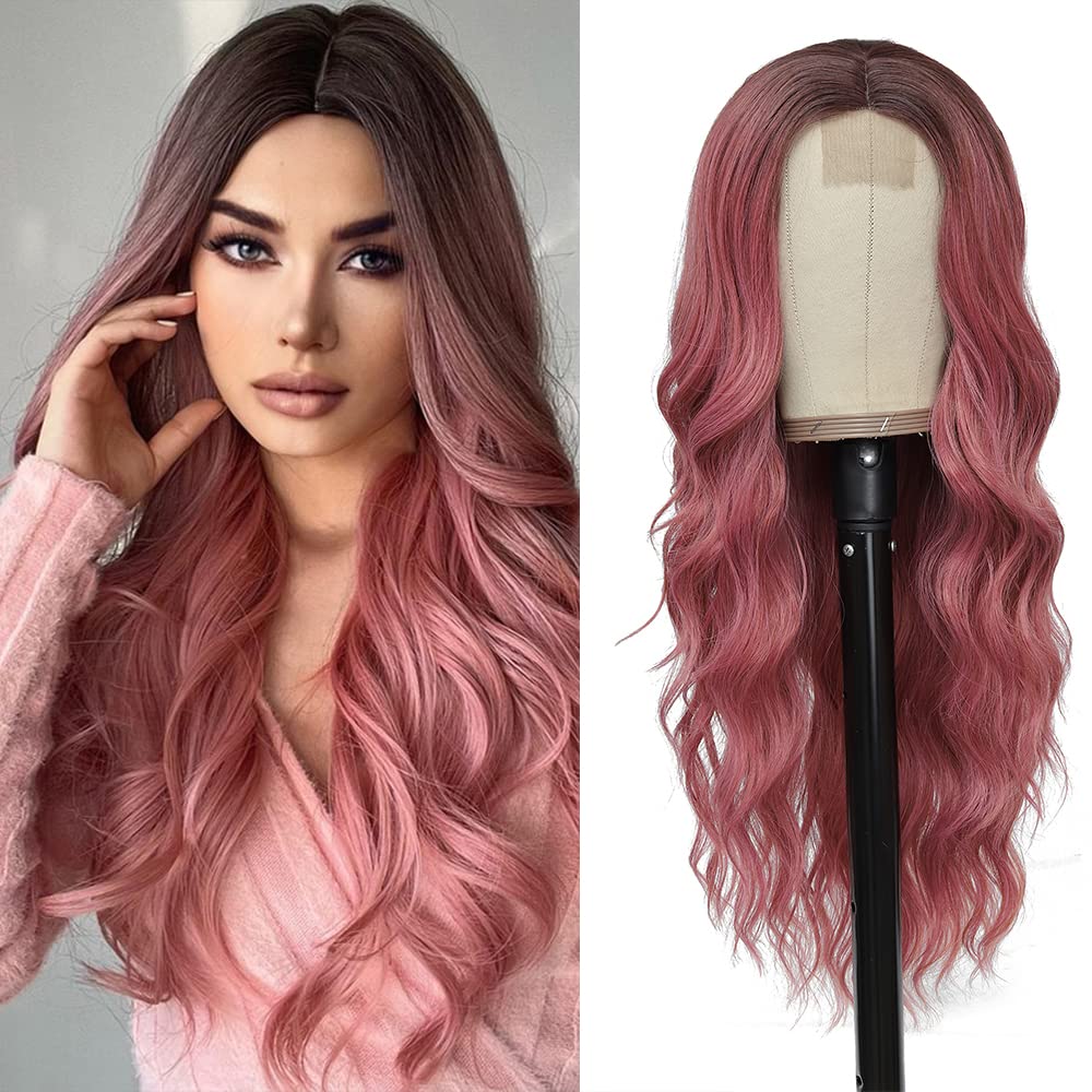 HMHIFI Blonde Wig for Women,26 Inch Long Wavy Curly Middle Part Hair