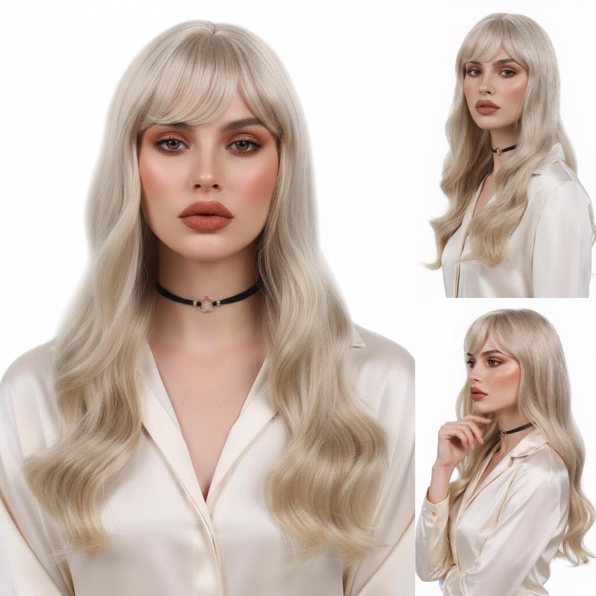Long Pastel Wigs for Women Heat Resistant Hair Natural Wigs for Daily Cosplay Costume Party Carnival Purple-pink Gradient with Blue Highlights