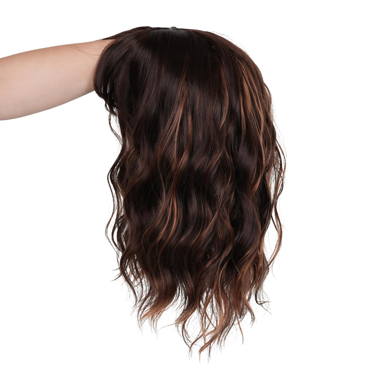 Short Black-grey Wavy Wig with Bangs for Women Halloween Curly Bob Wigs