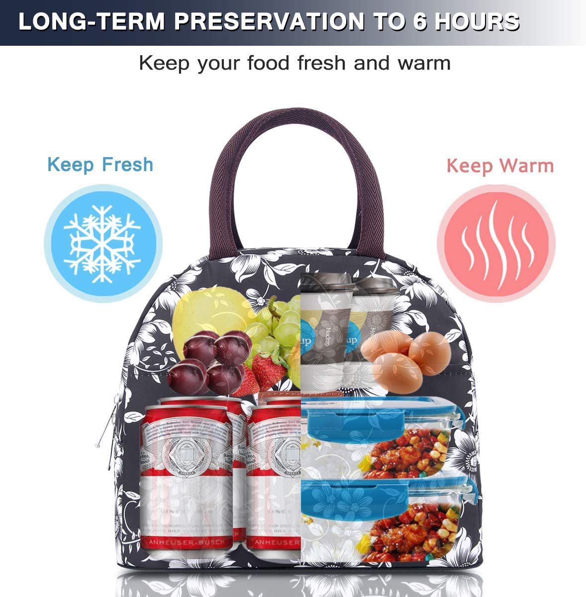 BALORAY Lunch Bag for Women Men Adult Lunch Box (Cherry), M