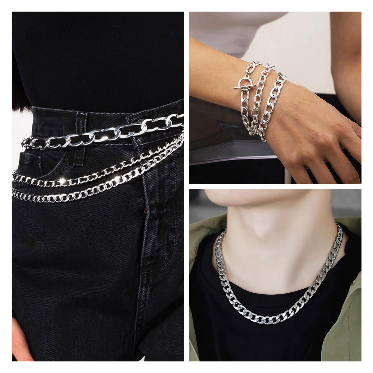 Beadthoven 16.4ft Aluminum Curb Chains, Silver Color Chains for Jewelry Making 5mm Wide Metal Craft Chain Link Spool Twisted Links Oval Curb Chains Unwelded for Clothes Necklace Bracelet DIY Findings