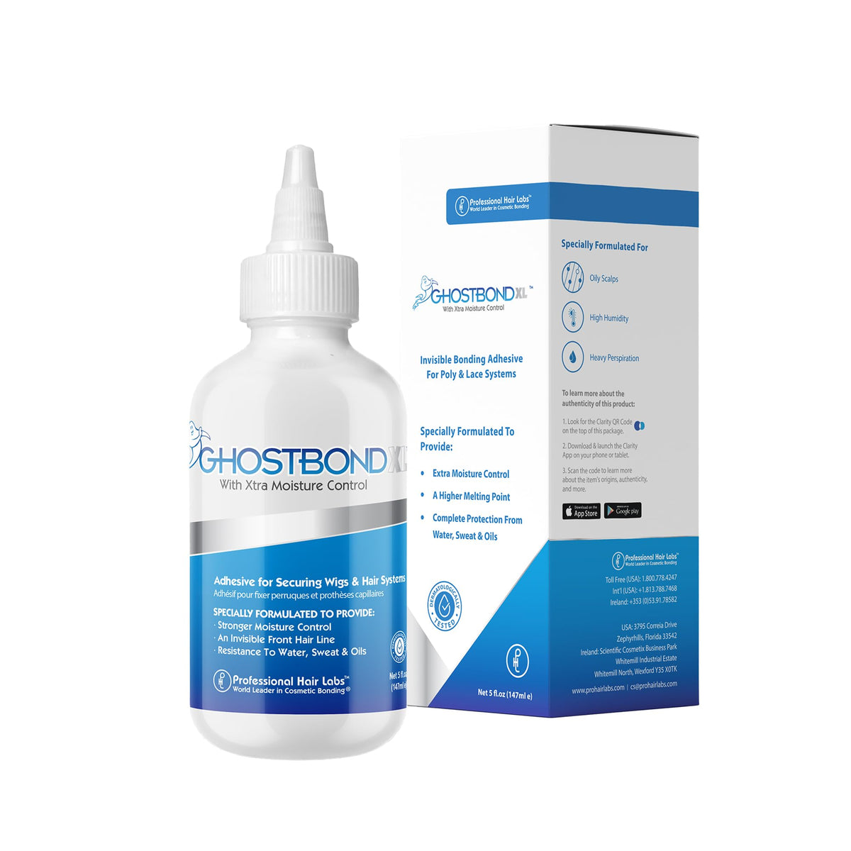 GHOSTBOND XL Hair Replacement Adhesive 1.3oz- Invisible Wig Bonding Glue: Water & Oil-Resistant, Non-Toxic, Light Hold for Secure and Natural-Looking Poly and Lace Hairpiece, Wigs & Toupee Systems