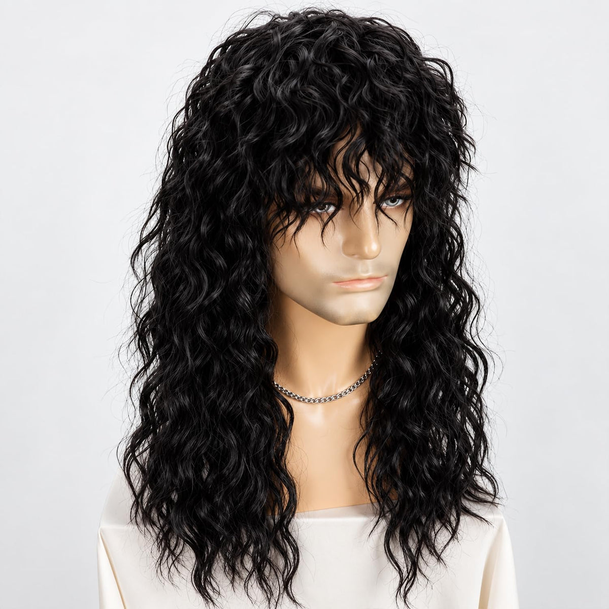 YYHR 80s Brown Wigs for Mens Mullet Rocker Costume Long Synthetic Hair Wig