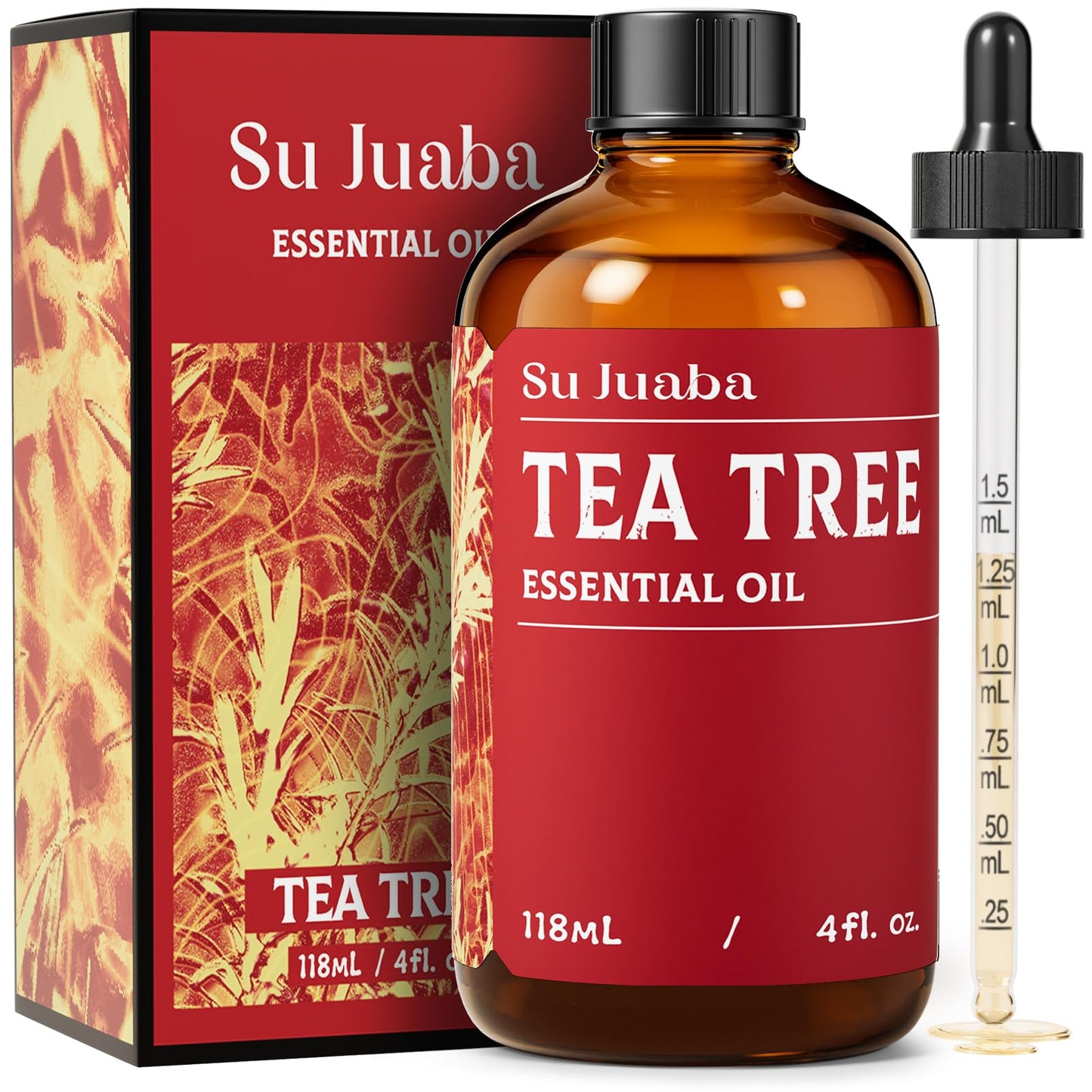 SU JUABA Lavender Essential Oil for Aromatherapy, Sleep & Relaxation | Calming Scent for Diffusion & Skin Care, Ideal for DIY Candles Soap & Fabric Softening - 118mL / 4 fl oz