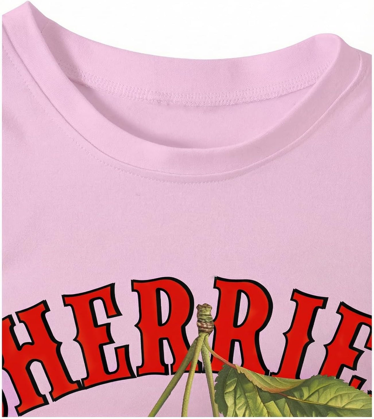 BEAUDRM Women's Y2k Cherry Letter Print T Shirts Summer Cute Graphic Tee