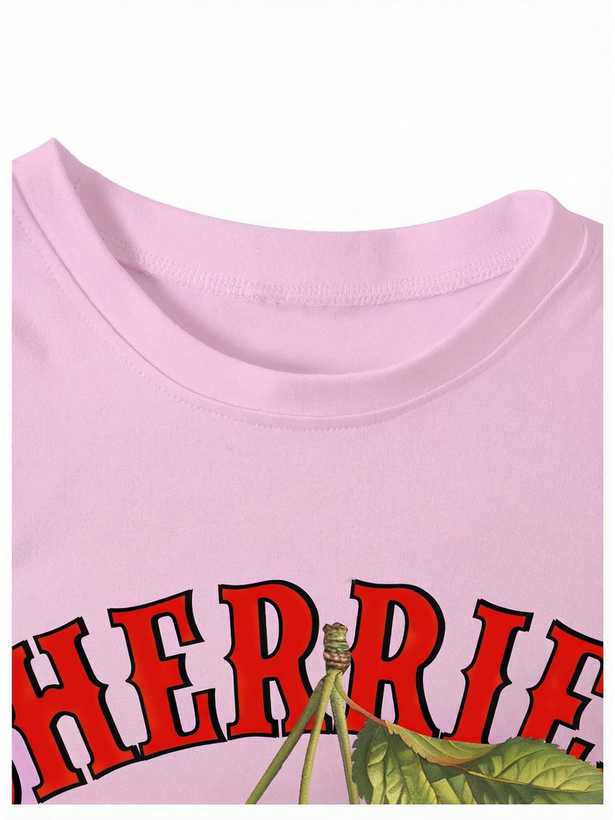 BEAUDRM Women's Y2k Cherry Letter Print T Shirts Summer Cute Graphic Tee