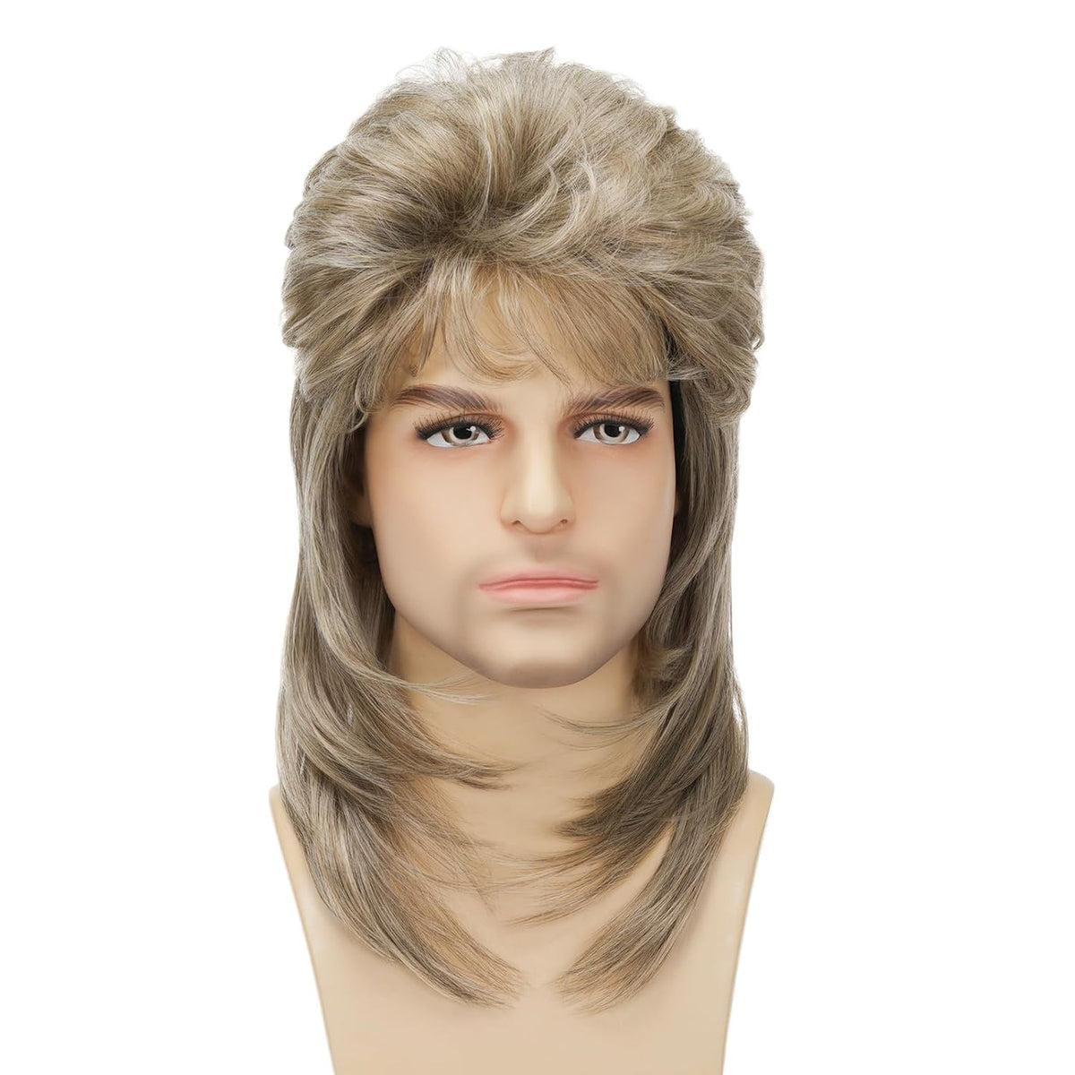 Mullet Wig Blonde 80s Men Wig,Punk Rocker Hair Party Daily Halloween Costumes Long Wigs