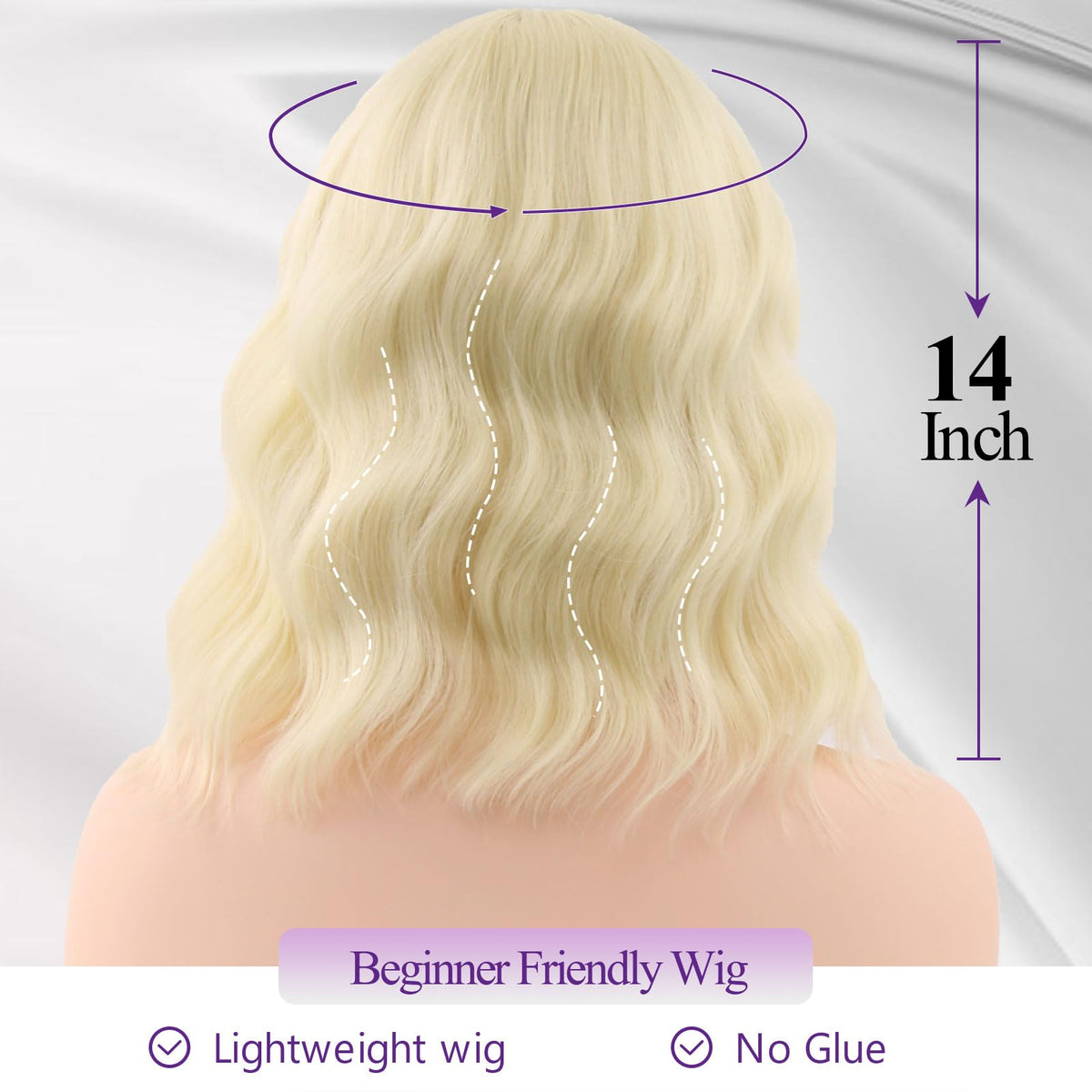 Dark Purple Wigs with Bangs for Women 14 Inch Short Wavy Bob Wigs Synthetic Bob Wig Curly Wig Heat Resistant Colorful Wavy Wig Cosplay Wigs For Daily Party Halloween