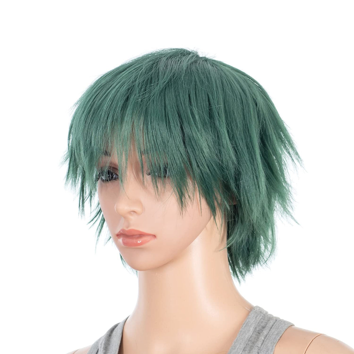 SWACC Unisex Fashion Spiky Layered Short Anime Cosplay Wig for Men and Women (1B-Off Black)