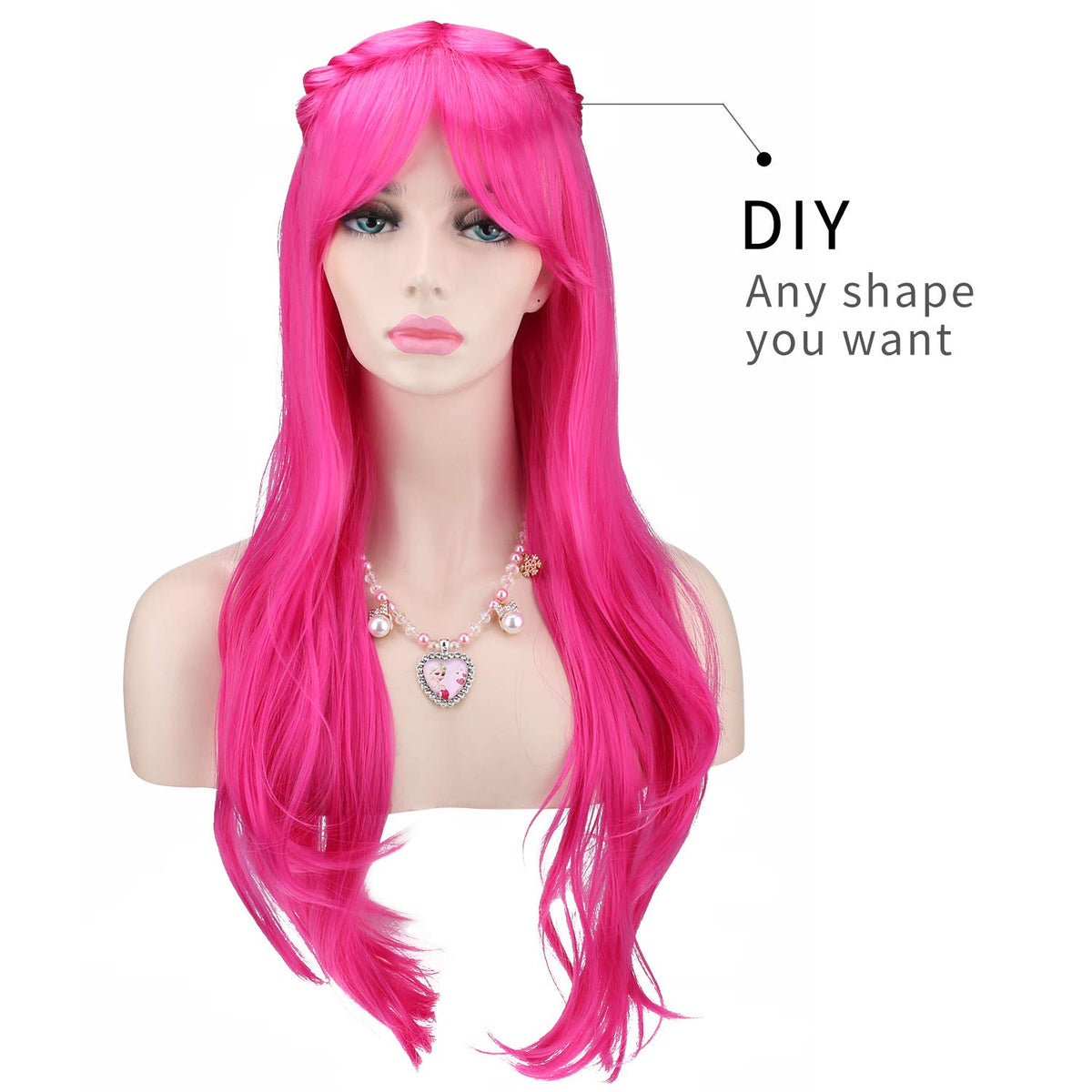 Akstore 28 inch Fashion Wigs Long Wavy Curly Hair Cosplay Wig & Wig Cap (Black)