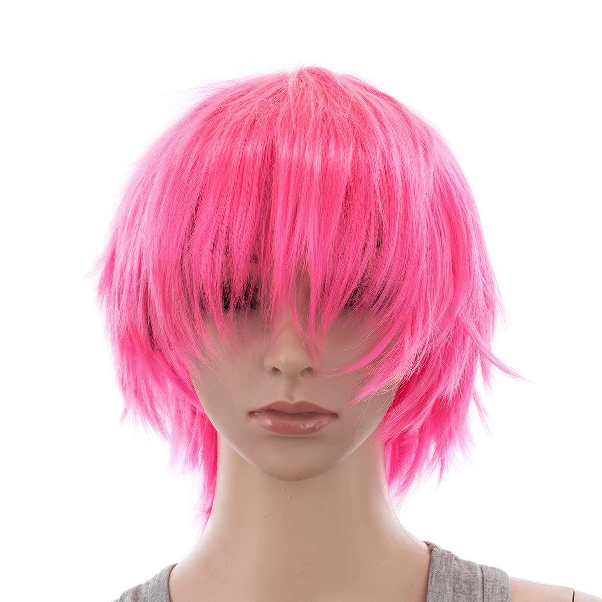 SWACC Unisex Fashion Spiky Layered Short Anime Cosplay Wig for Men and Women (1B-Off Black)