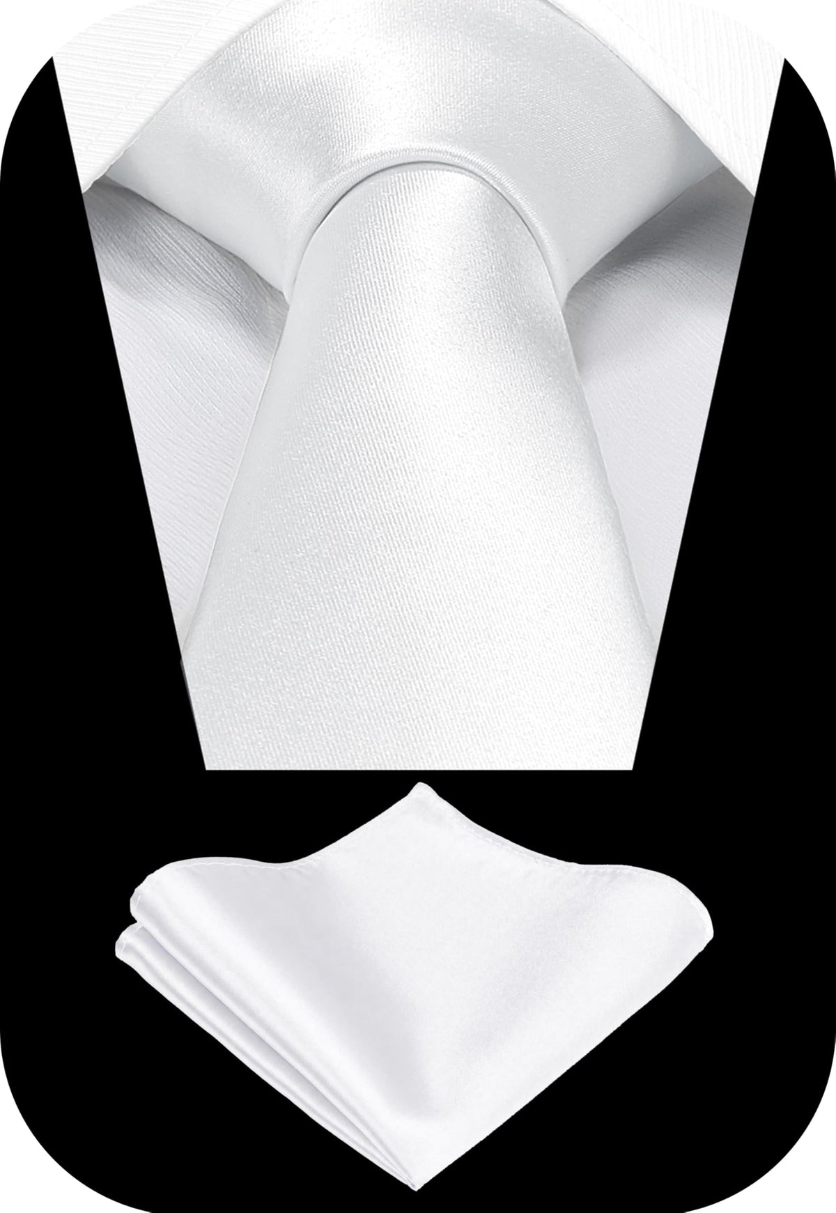 TIE G Solid Satin Woven dyed Color Formal Black Necktie and Pocket Square Sets in Gift Box