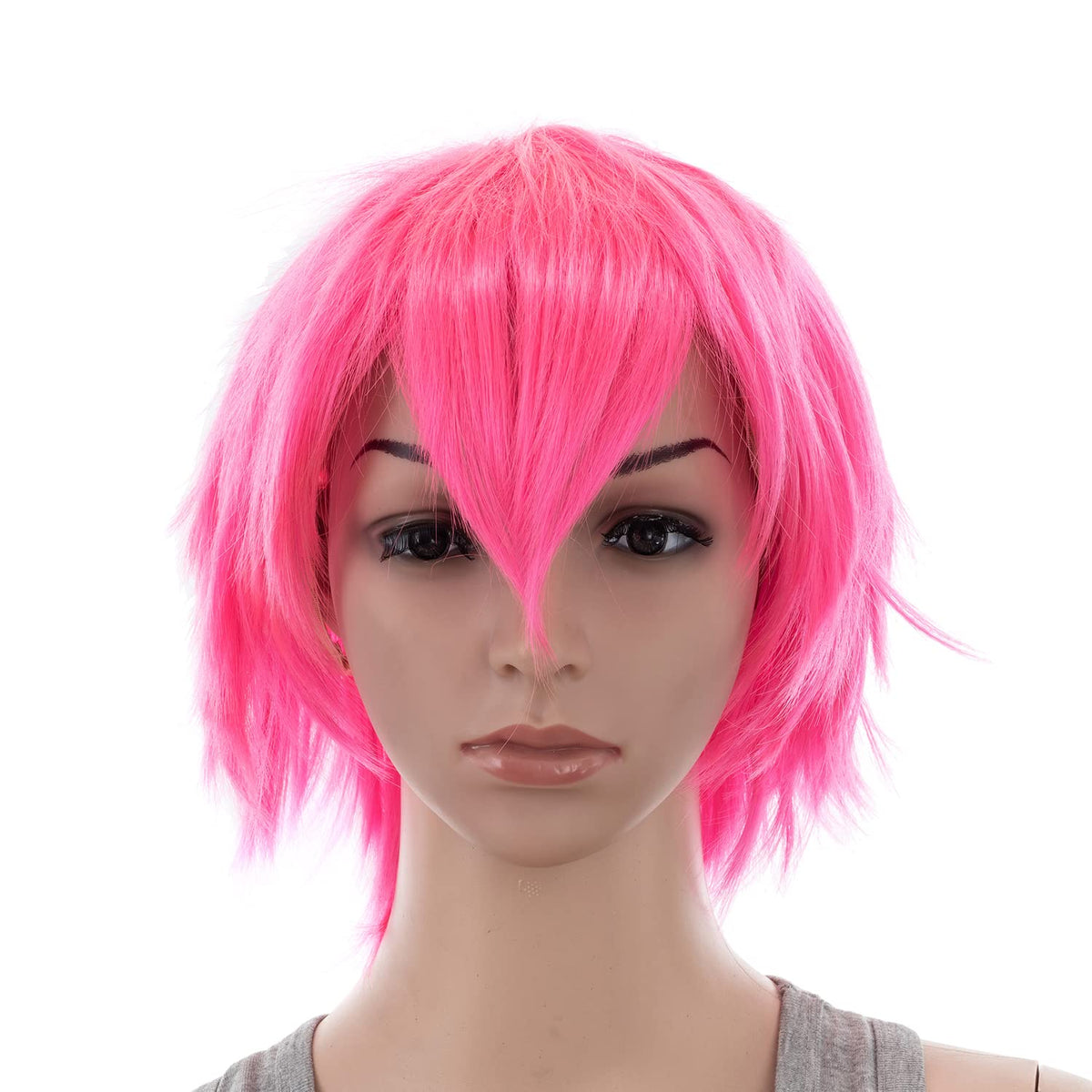 SWACC Unisex Fashion Spiky Layered Short Anime Cosplay Wig for Men and Women (1B-Off Black)