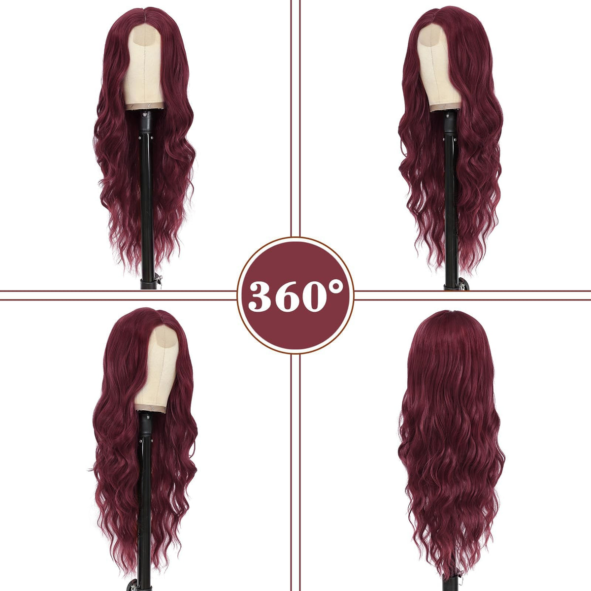 NAYOO Ice Blue Wig for Women, 26 Inch Middle Part Wavy Synthetic Wig