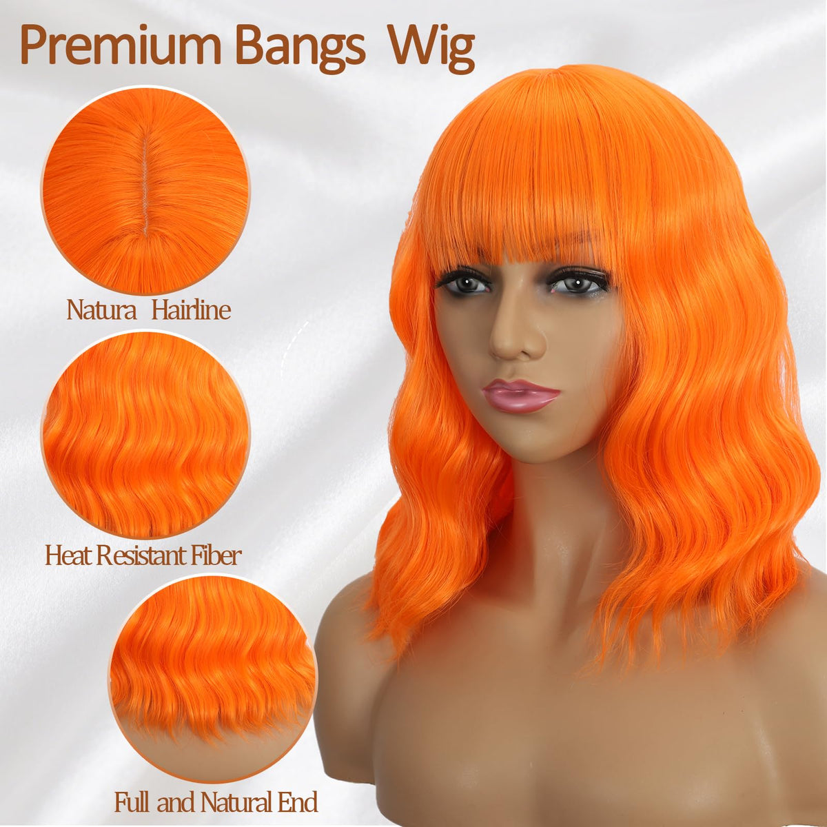 Dark Purple Wigs with Bangs for Women 14 Inch Short Wavy Bob Wigs Synthetic Bob Wig Curly Wig Heat Resistant Colorful Wavy Wig Cosplay Wigs For Daily Party Halloween