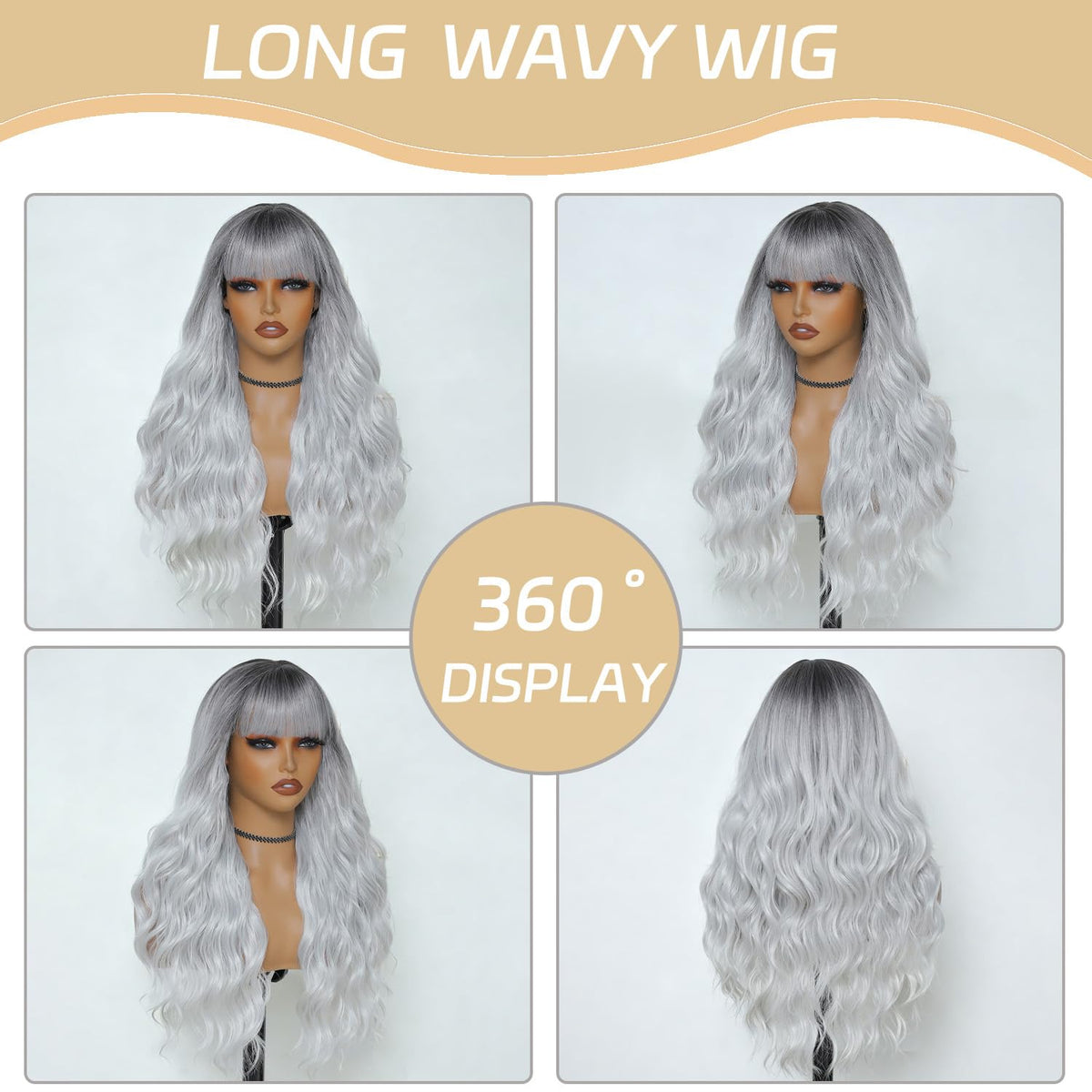 Burgundy Wig with Bangs for Women, Long Wavy Red Wig 26 Inch Wigs Heat Resistant Sythetic Wig for Daily Party Use