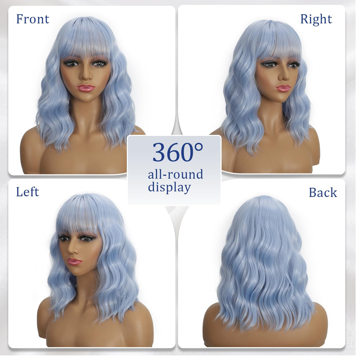Dark Purple Wigs with Bangs for Women 14 Inch Short Wavy Bob Wigs Synthetic Bob Wig Curly Wig Heat Resistant Colorful Wavy Wig Cosplay Wigs For Daily Party Halloween