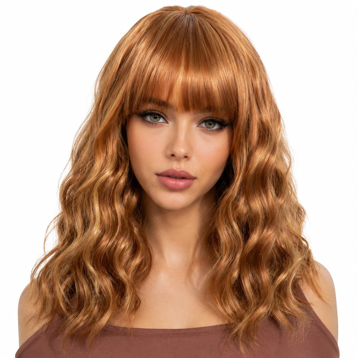 Short Black-grey Wavy Wig with Bangs for Women Halloween Curly Bob Wigs