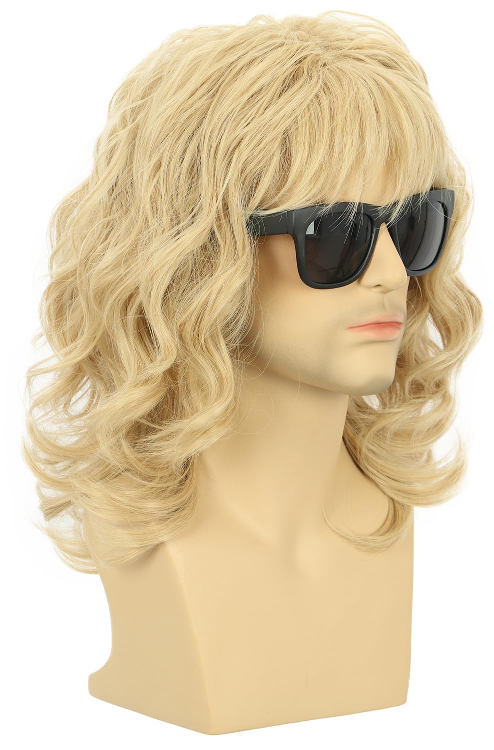 karlery California 70s 80s Rocker Wig Men Women Long Curly Dark Brown