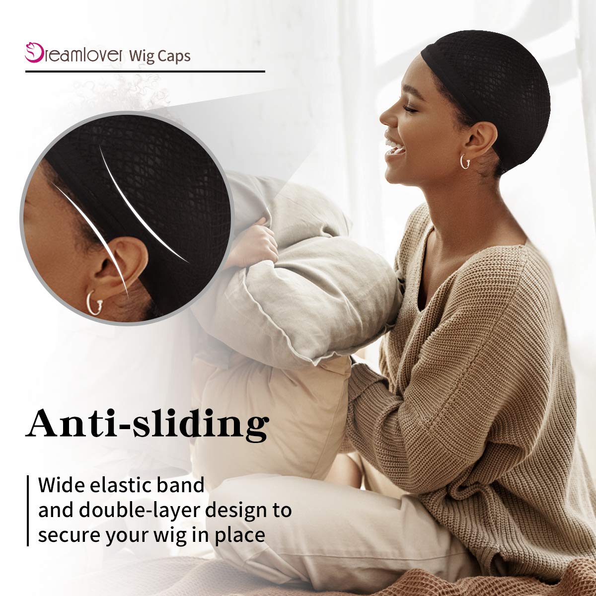 Dreamlover Wig Cap for Long Hair, No Braiding, Natural Nude, 2 Pieces