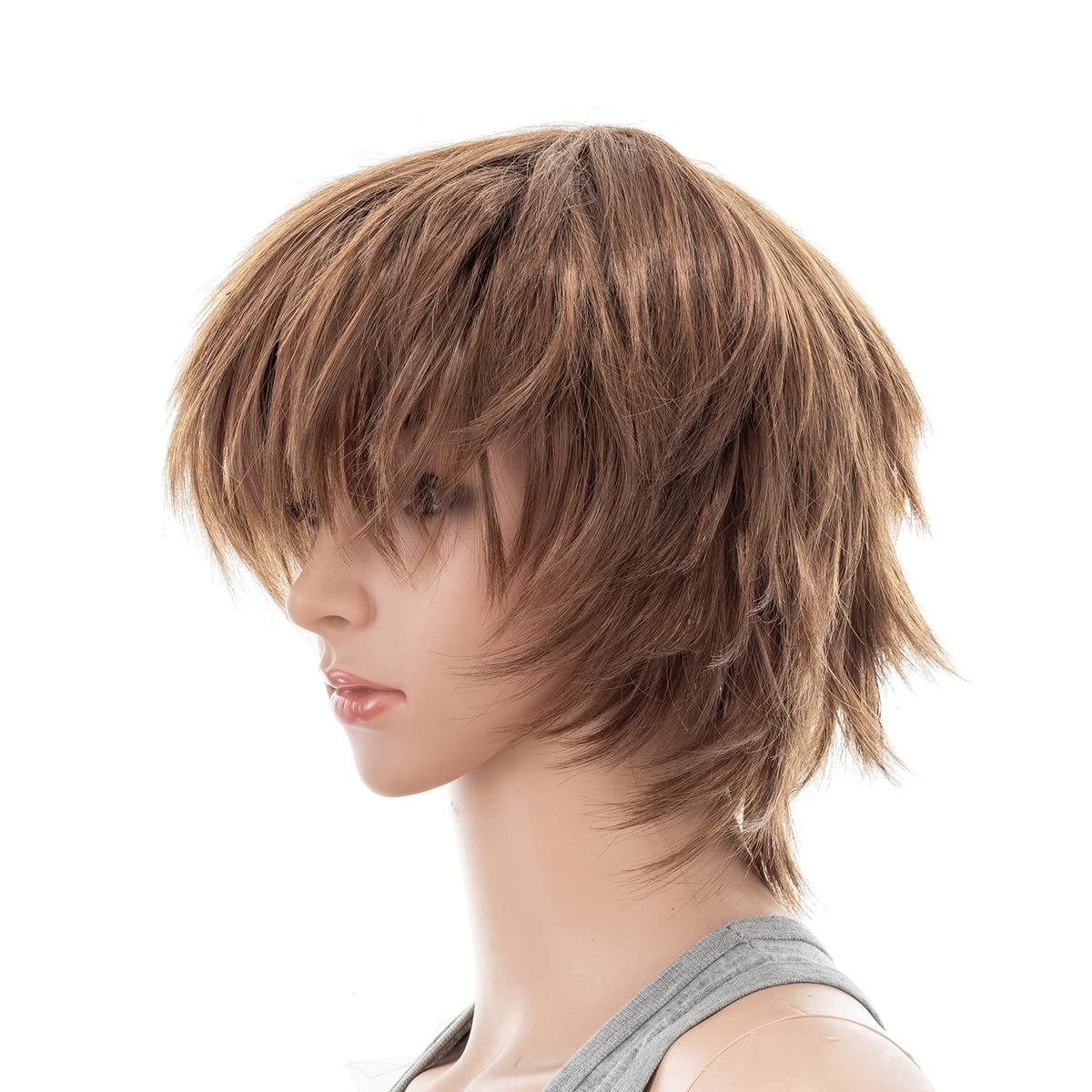 SWACC Unisex Fashion Spiky Layered Short Anime Cosplay Wig for Men and Women (1B-Off Black)