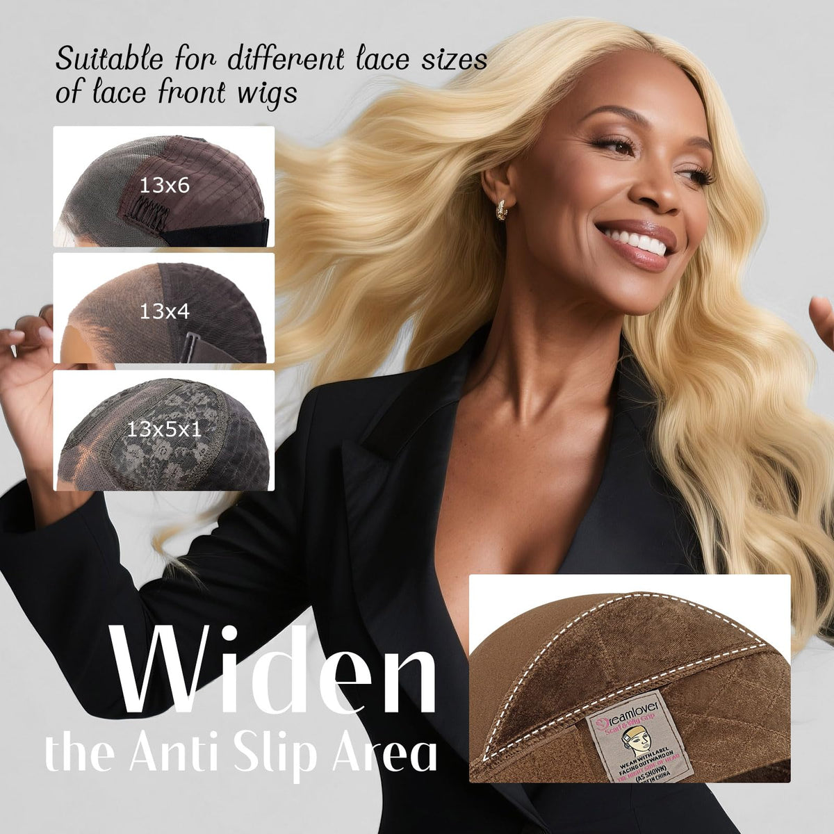Dreamlover Wig Grip Cap,2-in-1 Wig Cap with Grip Band, Nude, 1 PCS