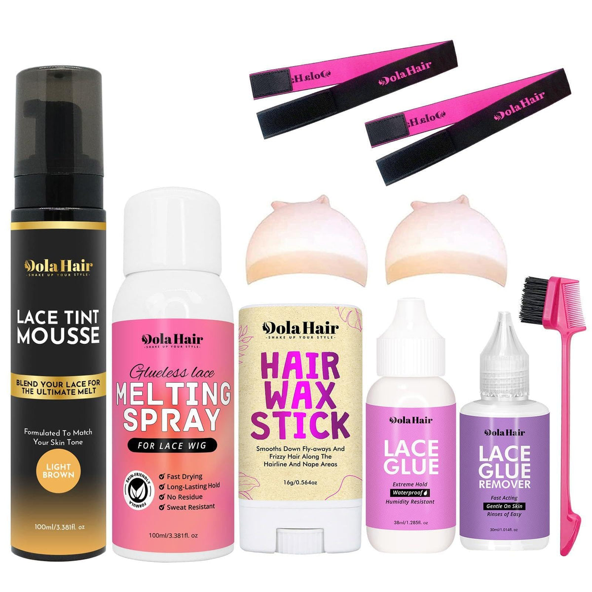 Dolahair Lace Glue Kit Wig Installation Kit & Melting Spray (Medium Brown)