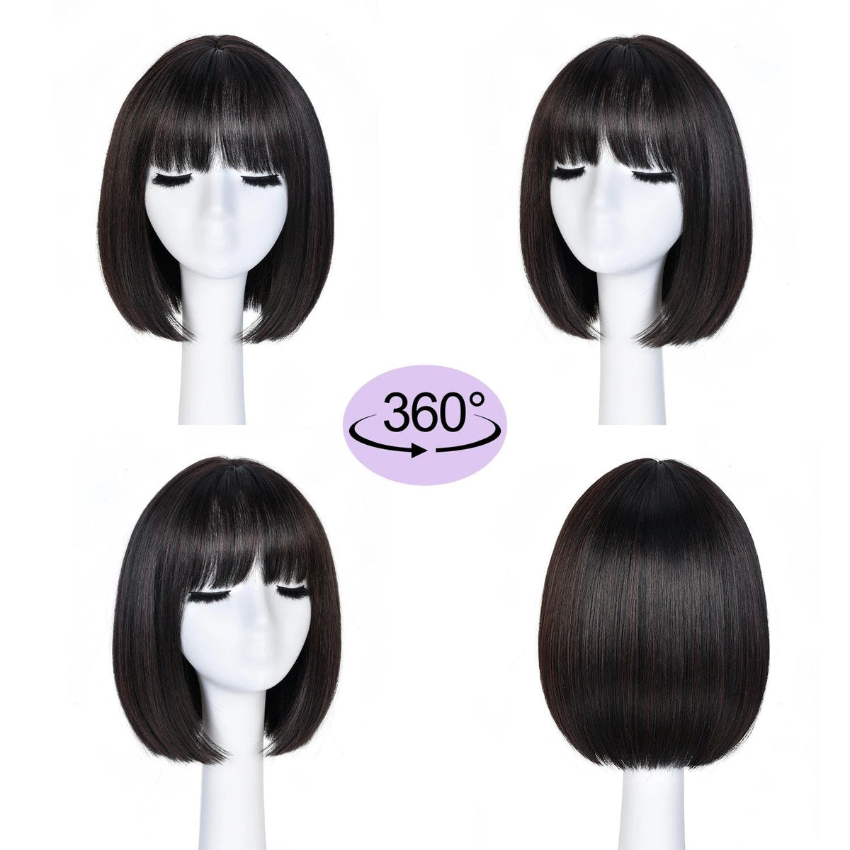 Hightlight Brown Bob Wig With Bangs Short Bob Wigs for Women Girl