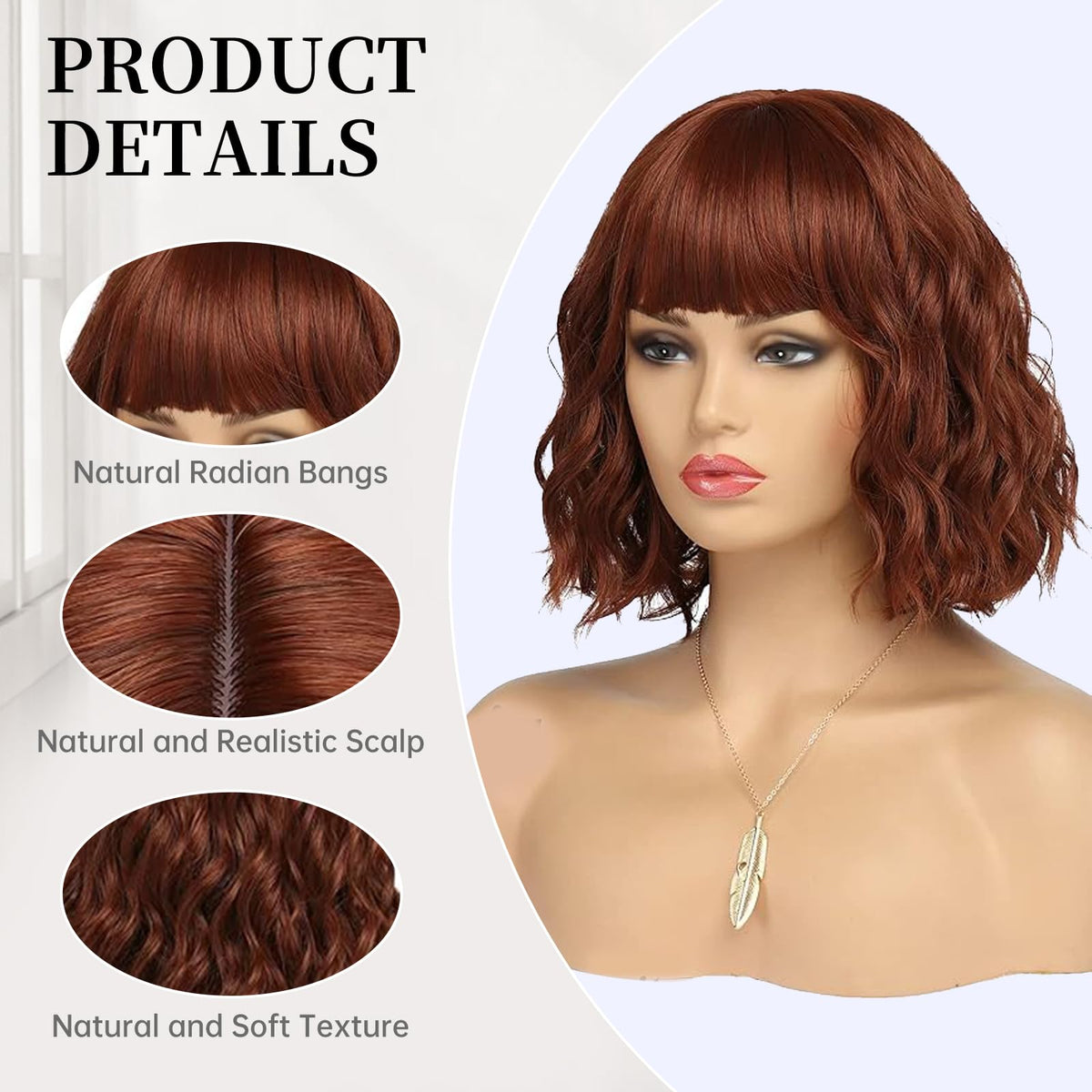 White Silver Wigs for Women Ombre Grey Wavy Bob Short Wigs with Bangs Medium Length Synthetic Hair Water Wave Dark Roots Wig Gray Colorful Wigs（14 Inches）