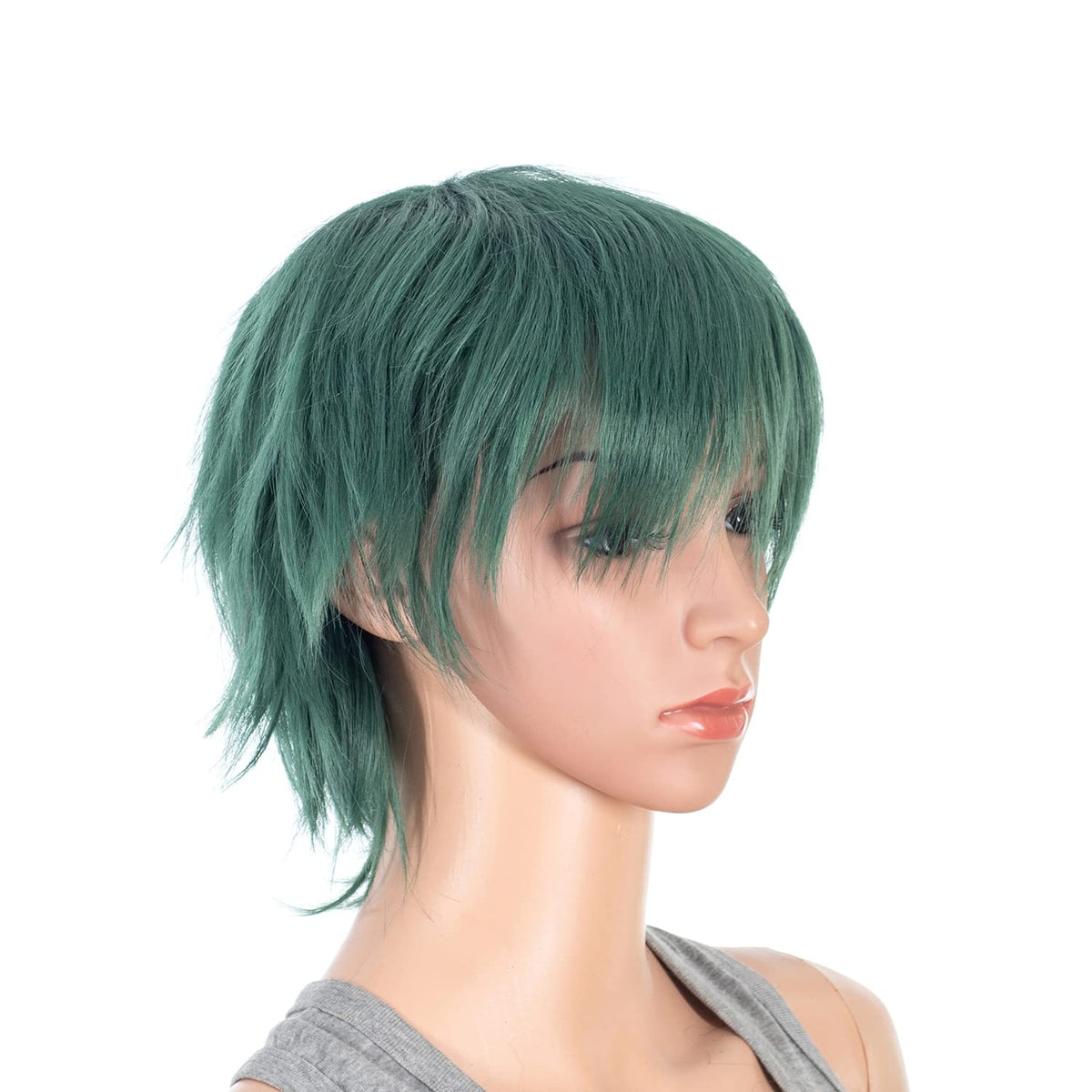 SWACC Unisex Fashion Spiky Layered Short Anime Cosplay Wig for Men and Women (1B-Off Black)