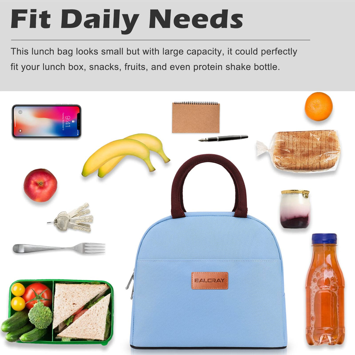 BALORAY Lunch Bag for Women Men Adult Lunch Box (Cherry), M