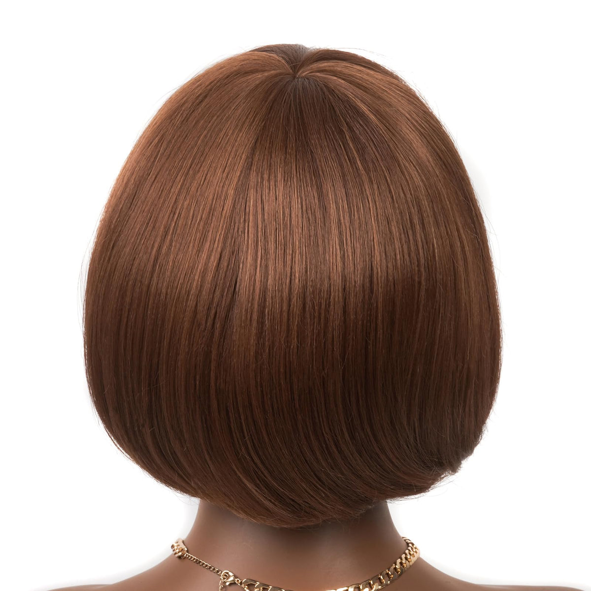 ToyoTress Bob Wig With Bangs - 12 Inch Peek-a-boo Color Short Bob Wig For Black Women Black Mix Brown Daily Costume Wigs, Light Yaki Straight Synthetic Hair Wigs Heat Resistant (12 Inch, SH30-612H)