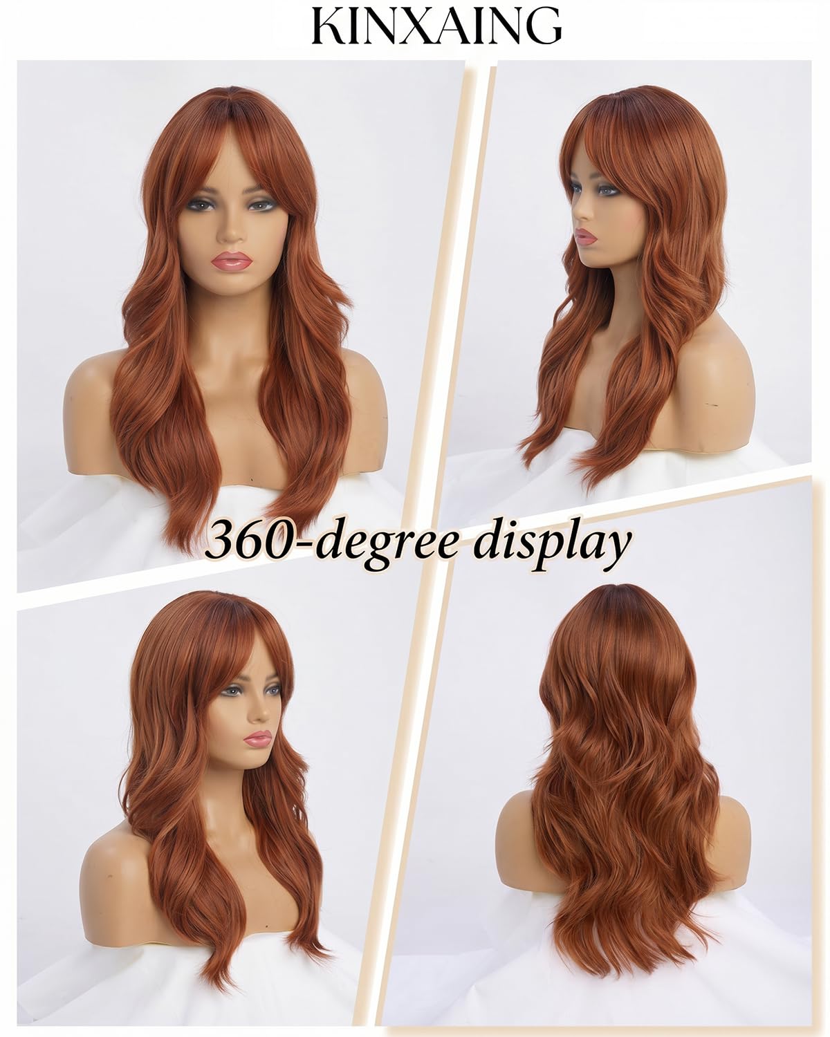 Ombre Pink Wavy Wig with Curtain Bangs 26 Inch – Long Layered Synthetic Hair Wig for Women, Natural Looking Dark Root Heat Resistant Wig, Soft Thick Full Wig for Daily Wear Party Cosplay