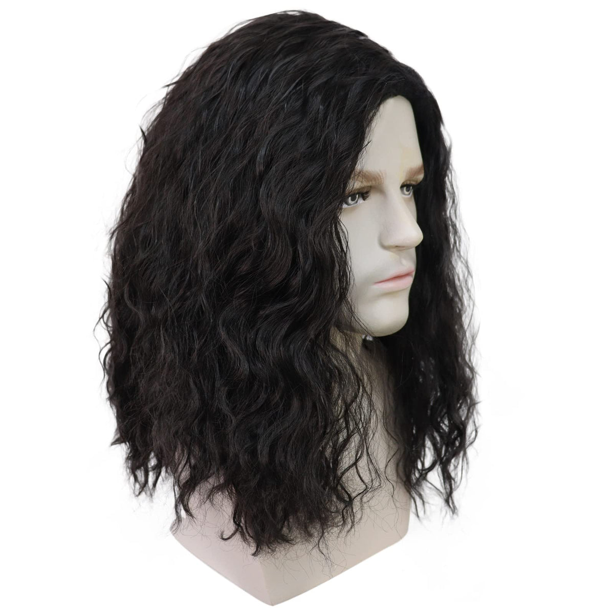 Mens Brown Wig Shoulder Length Brown Curly Male Wig