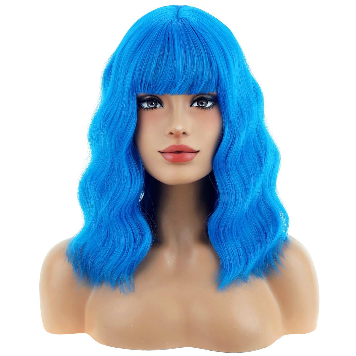 BERON 14 Inches Pink Wig for Women Girls Short Curly Synthetic Wig with Bangs Lovely Pink