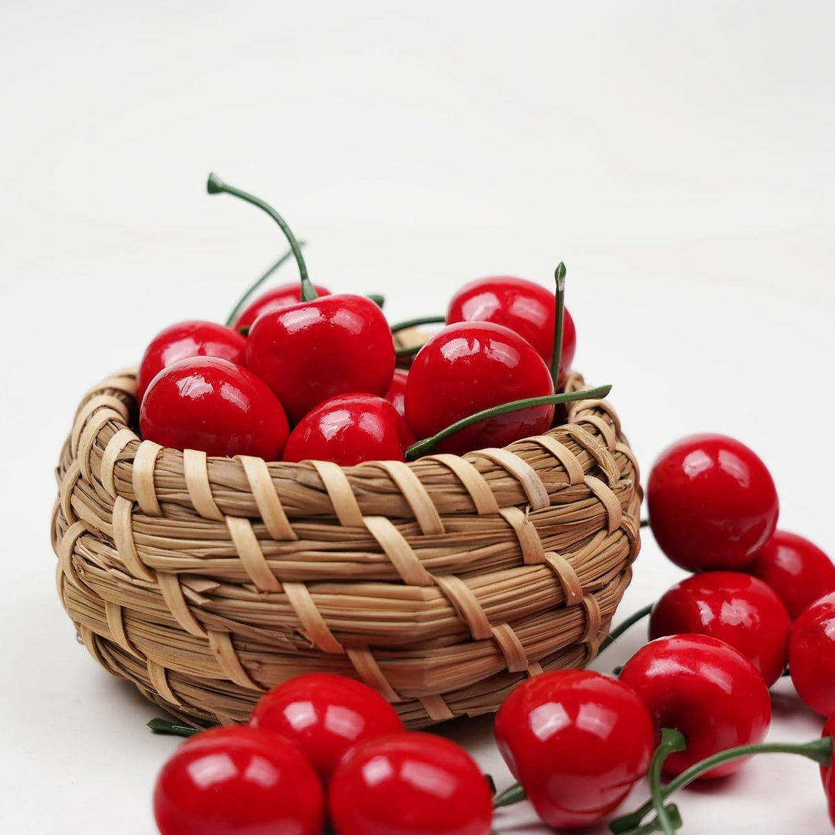 30 Pcs Fake Cherries, 30mm/1.18 Inch, Lifelike Artificial Red Cherry. *NOT EDIBLE*