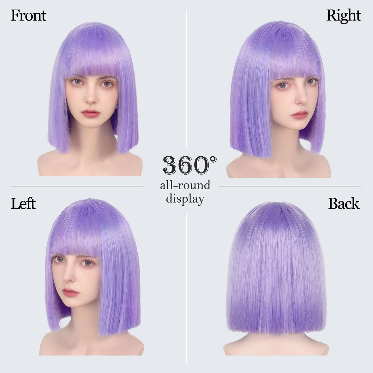 Black Bob Wig with Bangs Short Black Straight Wig for Women