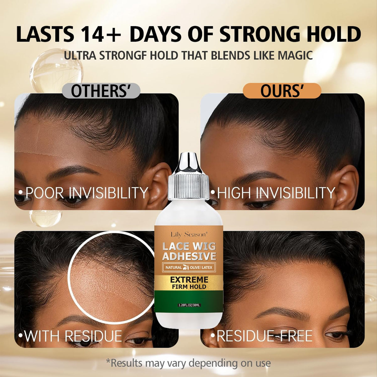 Wig Glue Kit Set of 3, Waterproof with Firm Hold