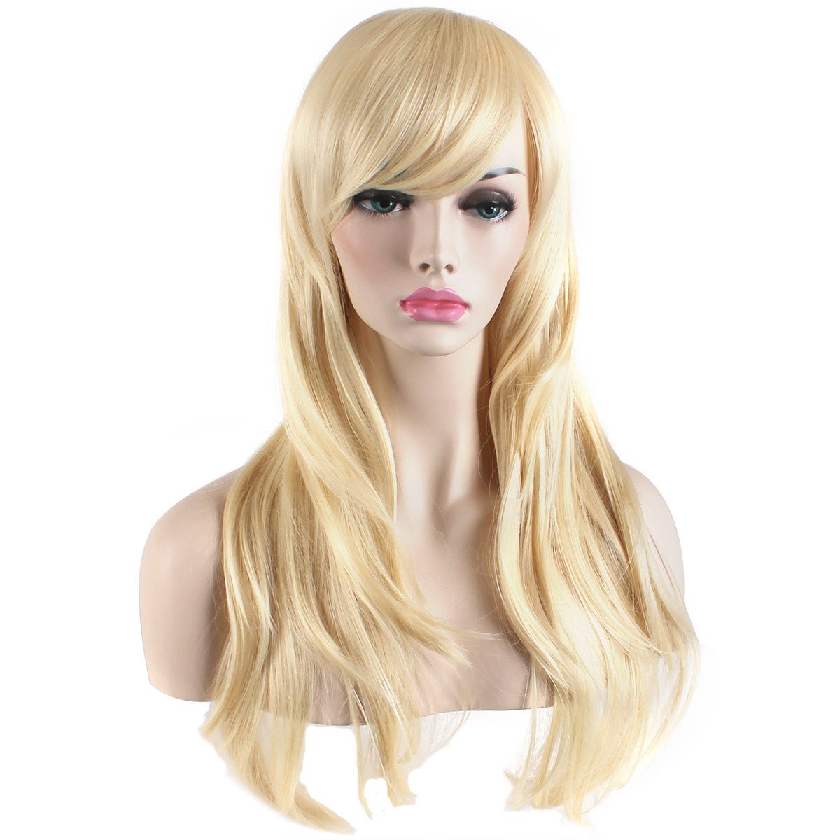 Akstore 28 inch Fashion Wigs Long Wavy Curly Hair Cosplay Wig & Wig Cap (Black)